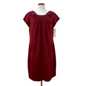 NWT Evan Picone Amaryllis Red Casual Short Sleeve Dress sz 14